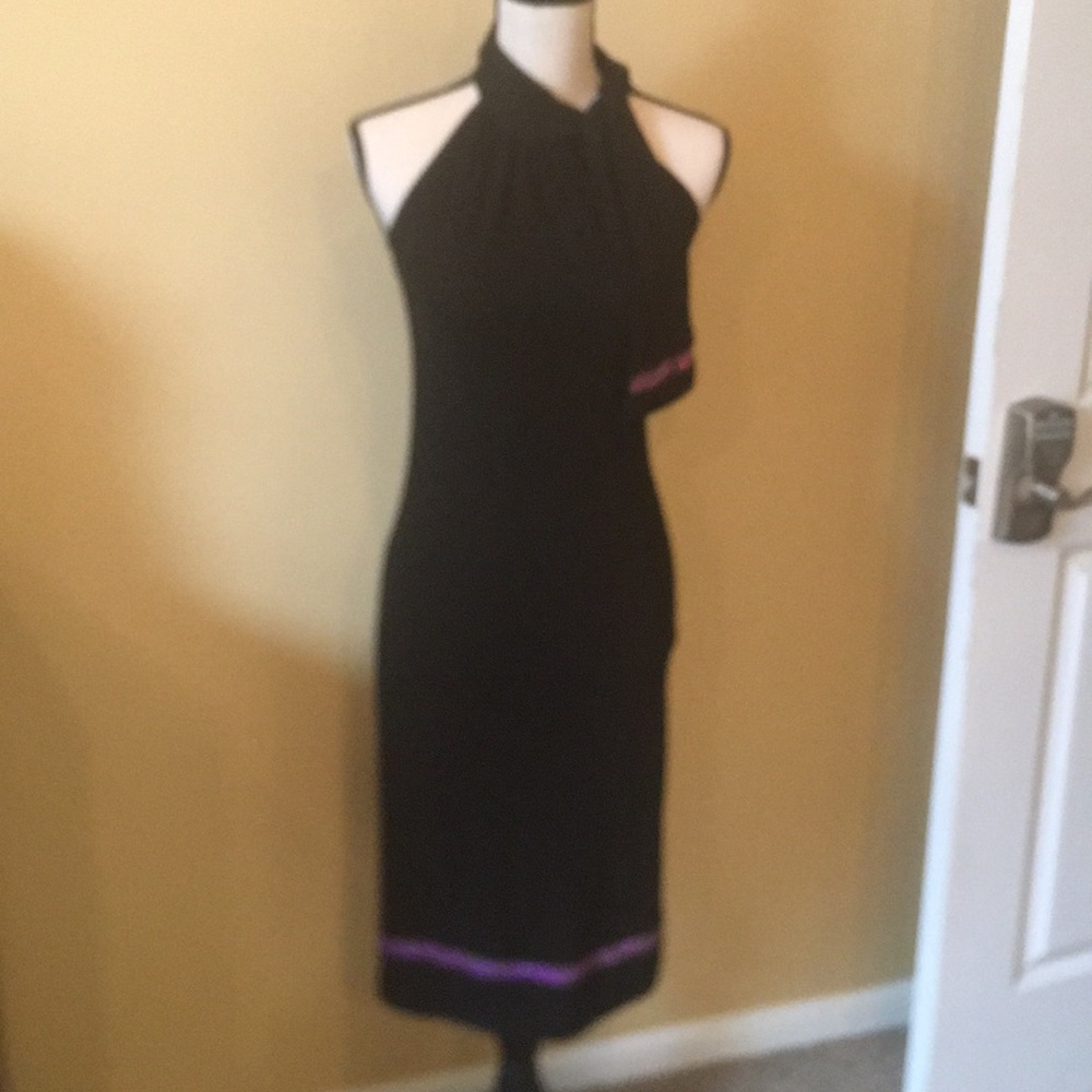 Black cocktail with purple rhinestone accents